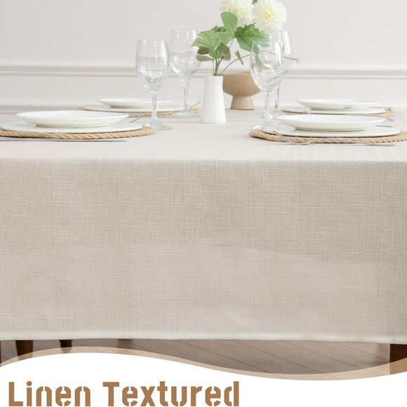 16 Faux Linen Tablecloths - Textured Weaves Table Cloth for Rectangle Tables - Picture 4 of 8